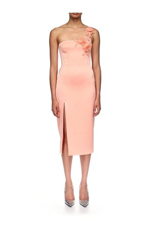 Abito midi asimmetrico in raso color pesca DAVID KOMA | RE26DK67DPEACH